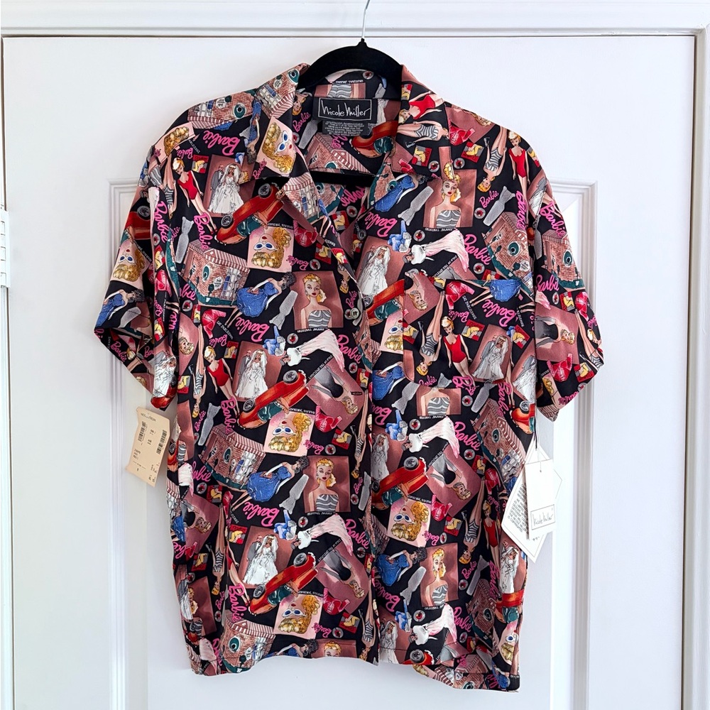 NWT Nicole Miller Vintage 1994 Barbie Limited Edition Unisex Size Med Silk Shirt